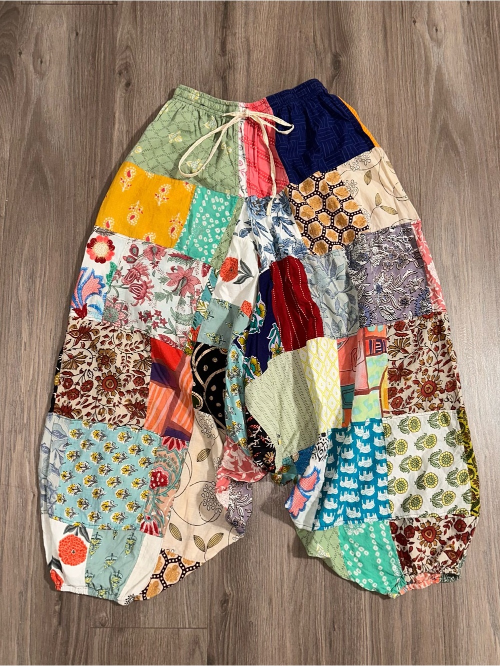 Harem Style Cotton Pants Patchwork Boho